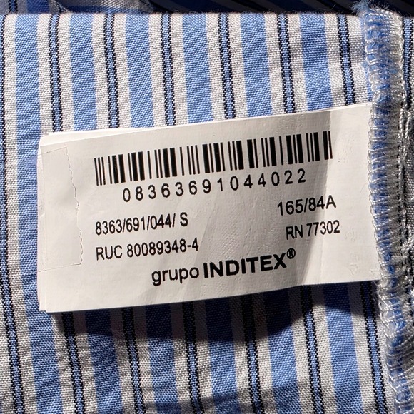 Zara Striped Cropped Button Down Shirt Womens Small Blue White Excellent - Picture 8 of 10